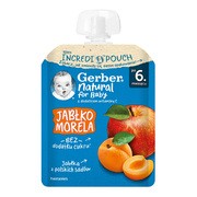 Gerber Natural, Deserek Jabłko morela, tubka, 6 m+, 80 g