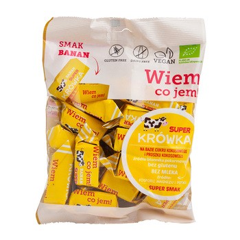 Super Krówka, cukierki krówki smak bananowy bez mleka BIO, 150 g