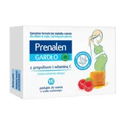 Prenalen Gardło z maliną i propolisem, pastylki do ssania bez cukru, 16 szt.