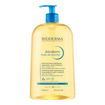 Bioderma Atoderm Huile de douche, nawilżający olejek do kąpieli i pod prysznic do ciała i twarzy, 1000 ml