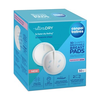 Canpol Babies Ultra Dry, oddychające ultrachłonne wkładki laktacyjne 3D, 30 szt.