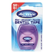 Active Oral Care, miętowa taśma woskowana z fluorem, 50 m