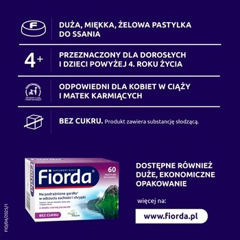 Fiorda, pastylki do ssania o smaku czarnej porzeczki, 30 szt.