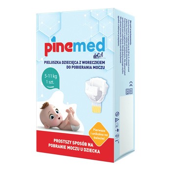 Pinemed, pieluszka dziecięca z woreczkiem do pobierania moczu, 5-11 kg, 1 szt.