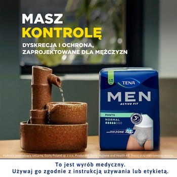Tena Men Pants Normal, majtki chłonne, rozmiar L/XL, grey, 30 szt.