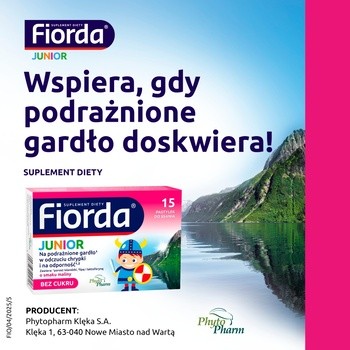 Fiorda Junior, pastylki do ssania, smak malinowy, 15 szt.