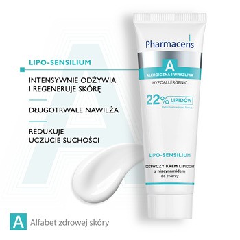 Pharmaceris A Lipo-Sensilium, odżywczy krem lipidowy z niacynamidem do twarzy, 50 ml