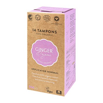 Ginger Organic, tampony z aplikatorem, rozmiar Normal, 14 szt.