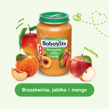 BoboVita, brzoskwinie, jabłka i mango, 8 m+, 190 g