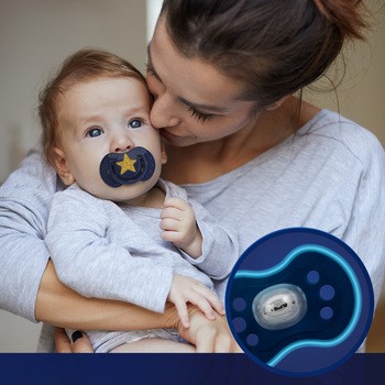 Canpol Lovi Stardust, smoczek silikonowy uspokajający, dynamiczny 0-3 m, niebieski, 2 szt.