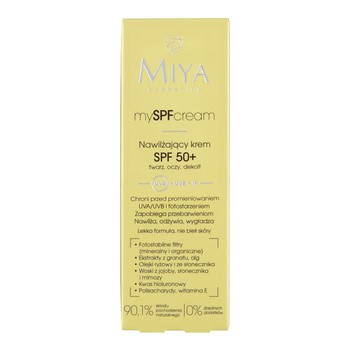 Miya Cosmetics mySPFcream, Nawilżający krem SPF 50+ twarz/oczy/dekolt, 40 ml