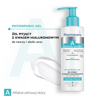 Pharmaceris A Physiopuric - gel, żel myjący z kwasem hialuronowym do twarzy i okolic oczu, 190 ml