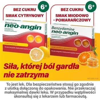 Benzydamine neo-angin smak cytrynowy, 3mg, pastylki twarde, 20 szt.