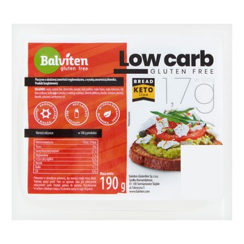 Balviten, Low Carb, chleb bezglutenowy, keto, 190 g