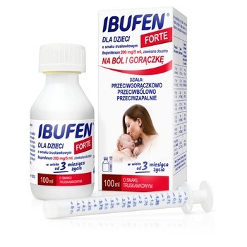 Ibufen dla dzieci forte o smaku truskawkowym, (200mg/5ml), zawiesina doustna, 100 ml