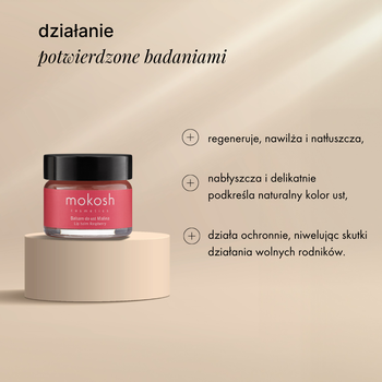 Mokosh balsam do ust, malina, 15 ml