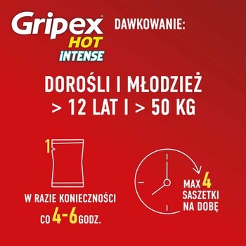 Gripex Hot Intense, proszek do sporządzenia roztworu doustnego, 12 saszetek