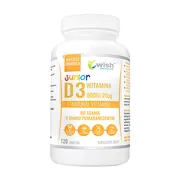 Wish Witamina D3 800IU Junior, tabletki do ssania, smak pomarańczowy, 120 szt.