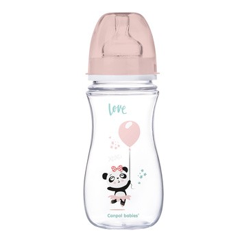 Canpol Easy Start Toys, butelka szerokootworowa, antykolkowa, różowa, 300 ml