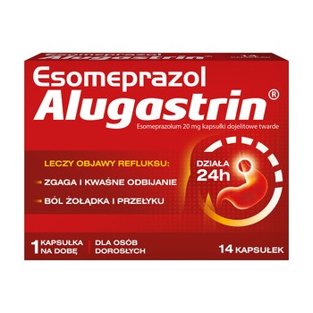 Esomeprazol Alugastrin, 20 mg, kapsułki dojelitowe twarde,14 szt