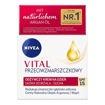 Nivea Vital, przeciwzmarszczkowy odżywczy krem na dzień SPF15, 50 ml