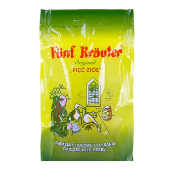 Karmelki Funf Krauter, 5 ziół, karmelki ziołowe do ssania, 60 g