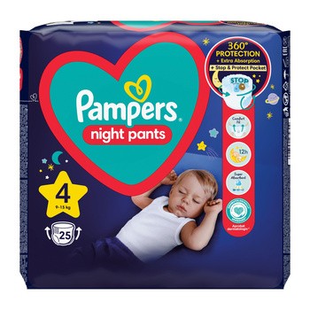 Pampers Night Pants 4 (9-15 kg), pieluchomajtki jednorazowe na noc, 25 szt.