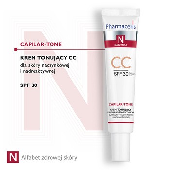 Pharmaceris N Capilar-Tone, krem tonujący CC, SPF 30, skóra naczynkowa i nadreaktywna, 40 ml