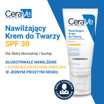CeraVe, nawilżający krem do twarzy SPF 30, 52 ml
