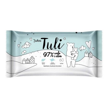 Luba Tuli, nawilżane chusteczki dla dzieci 97% woda i aloes, 60 szt.