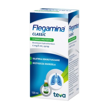 Flegamina, 4 mg/5 ml, syrop o smaku miętowym, 120 ml