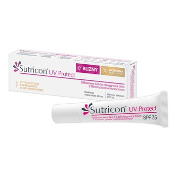 Sutricon UV Protect, silikonowy żel do pielęgnacji blizn z filtrem przeciwsłonecznym, SPF 35, 15ml