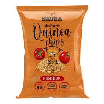 Naura, Chipsy Quinoa Multigrain, chrupki wielozbożowe o smaku pomidorowym, 70 g