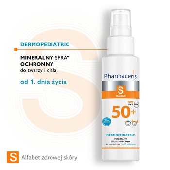 Pharmaceris S, spray ochronny do twarzy i ciała od 1. dnia życia SPF 50+, 100 ml