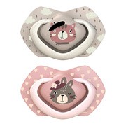 Canpol Babies, smoczek silikonowy, symetryczny, Bonjour Paris, 6-18 m, pink, 2 szt.