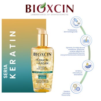 Bioxcin Keratin & Argan, olejek regenerujący do włosów, 150 ml