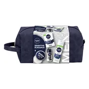 Zestaw Nivea Men, Sensitive Elegance, antyperspirant Black&White, 50 ml + krem, 75 ml + pianka do golenia, 200 ml + balsam po goleniu, 100 ml