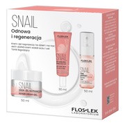 Flos-lek zestaw SNAIL odnowa i regeneracja, krem-żel naprawczy na dzień i na noc, 50 ml + anti-aging krem wokół oczu i ust, 30 ml + tonik łagodzący, 50 ml