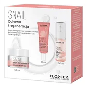 Flos-lek zestaw SNAIL odnowa i regeneracja, krem-żel naprawczy na dzień i na noc, 50 ml + anti-aging krem wokół oczu i ust, 30 ml + tonik łagodzący, 50 ml