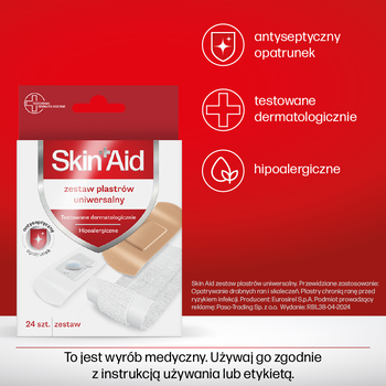 Skin Aid, zestaw plastrów uniwersalnych, 24 szt.