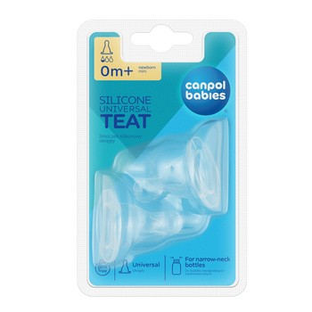 Canpol, silikonowy smoczek na butelkę, okrągły, mini, 0 m+, 2 szt