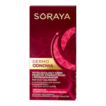 Soraya Dermo Odnowa, wygładzający krem przeciw zmarszczkom i przebarwieniom pod oczy i na powieki, 15 ml