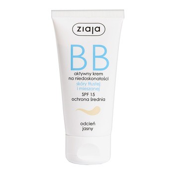 Ziaja BB, aktywny krem na niedoskonałości, skóra tłusta/mieszana, odcień jasny, 50 ml