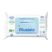 Mustela, kompostowalne chusteczki oczyszczające z wodą, 60 szt.
