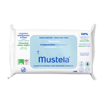 Mustela, kompostowalne chusteczki oczyszczające z wodą, 60 szt.