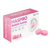 Haspro Moldable, formowane zatyczki do uszu, różowe, 6 par