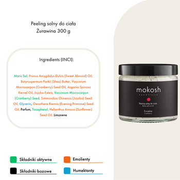 Mokosh, peeling solny do ciała Żurawina, 300g