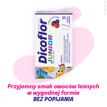 Dicoflor Junior, proszek w saszetkach, smak owoce leśne, 10 szt.