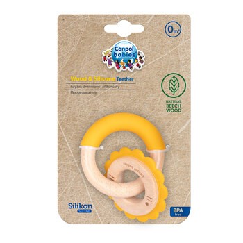 Canpol Babies, gryzak, drewniano-silikonowy, Lew, 1 szt.