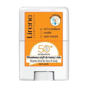 Lirene Dermoprogram Sun, sztyft do twarzy i ciała SPF50+, 15 g